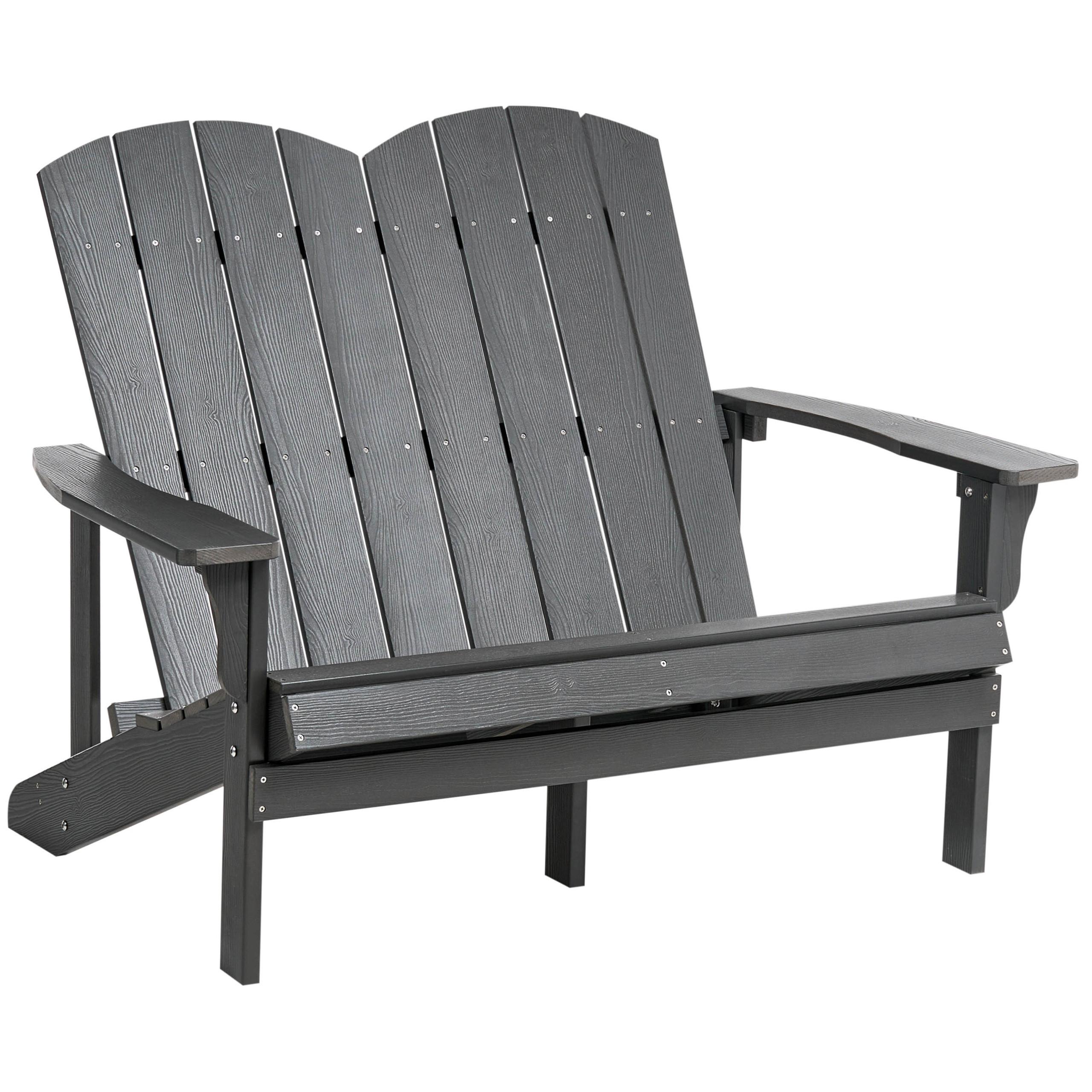 GARTENBANK 125 cm Dunkelgrau Adirondack - Dunkelgrau/Grau, Kunststoff (125/91/73cm) - Beliani