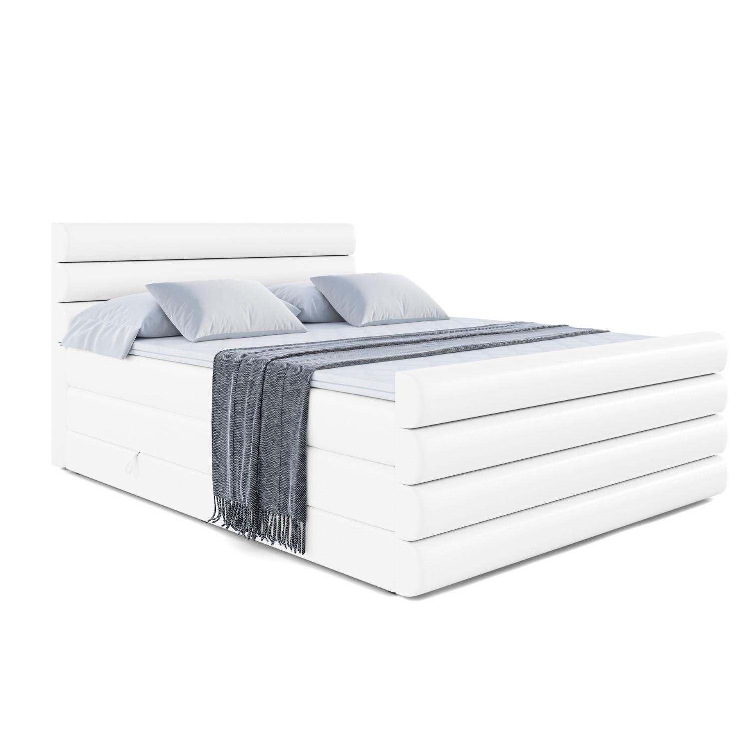 BOXSPRINGBETT CELESTIA-Z KING - 120x200 - H3/H4 - Weiß Hochglanz - Weiß Hochglanz, Holzwerkstoff (120/200cm) - ALTDECOR