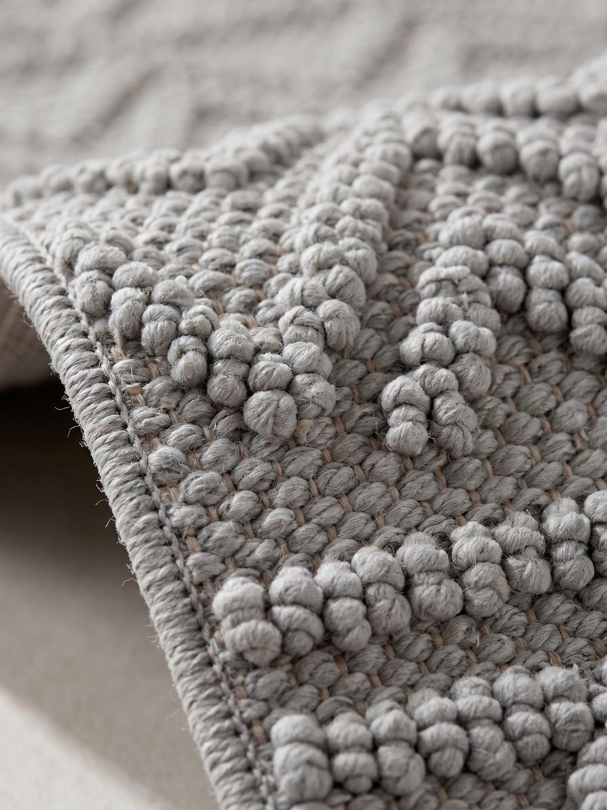 TEPPICH Flachgewebe LANGAU in Silber, mit Ethno-Streifen, 120 x 170 cm - Silberfarben, Textil (120/170cm) - KADIMA DESIGN