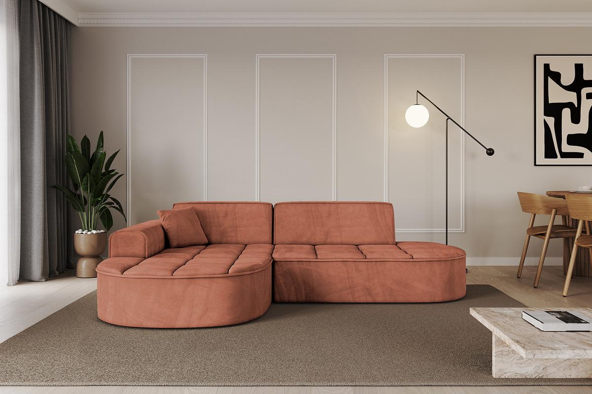 ECKSOFA Ottomane Links TARO-L1 - 243x171x79,5 cm Apricot - Koralle, Holzwerkstoff/Textil (243/171cm) - ALTDECOR