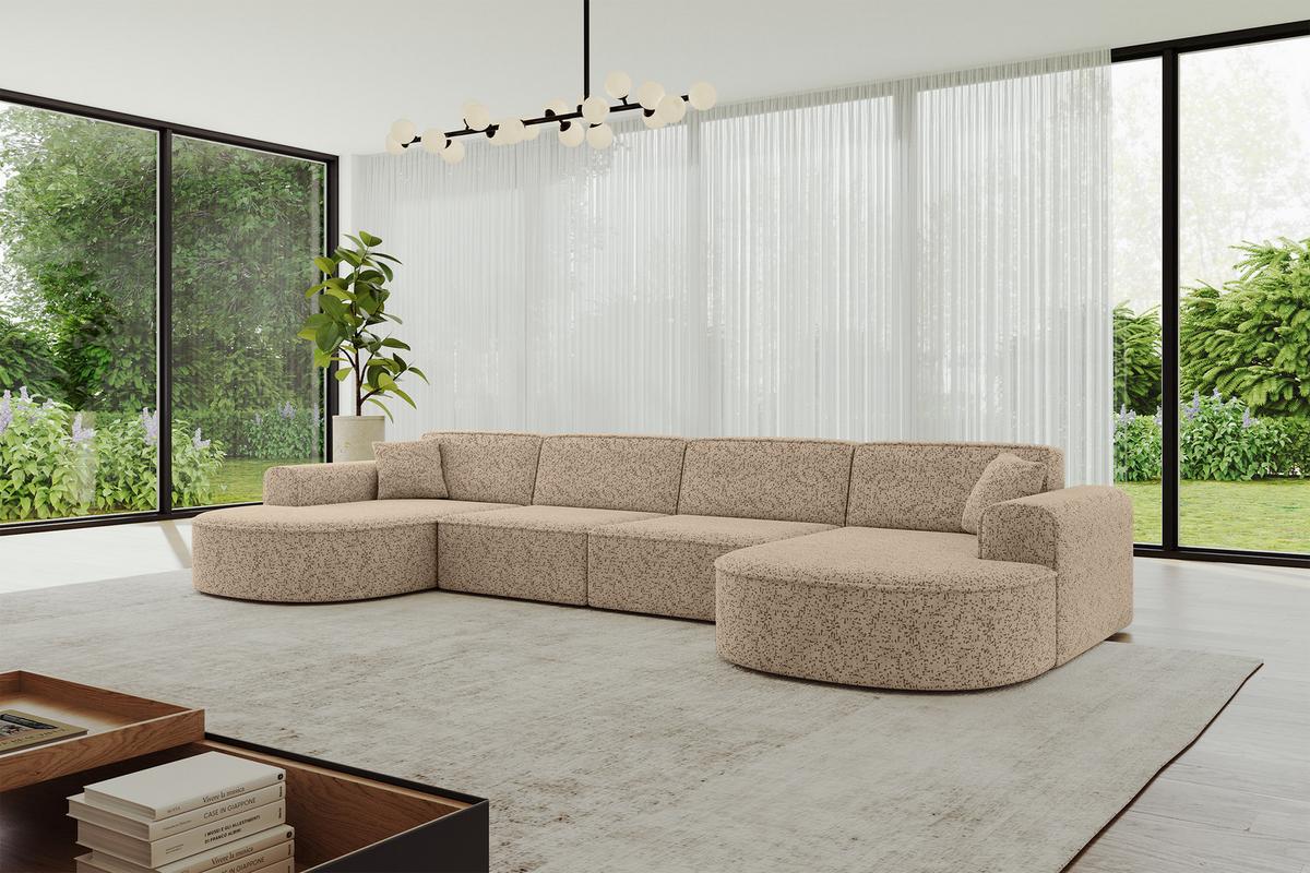 WOHNLANDSCHAFT MARI-U2 - 388x171x79 cm Braun Tissu - Schwarz/Braun, Holzwerkstoff/Kunststoff (388/79/171cm) - ALTDECOR