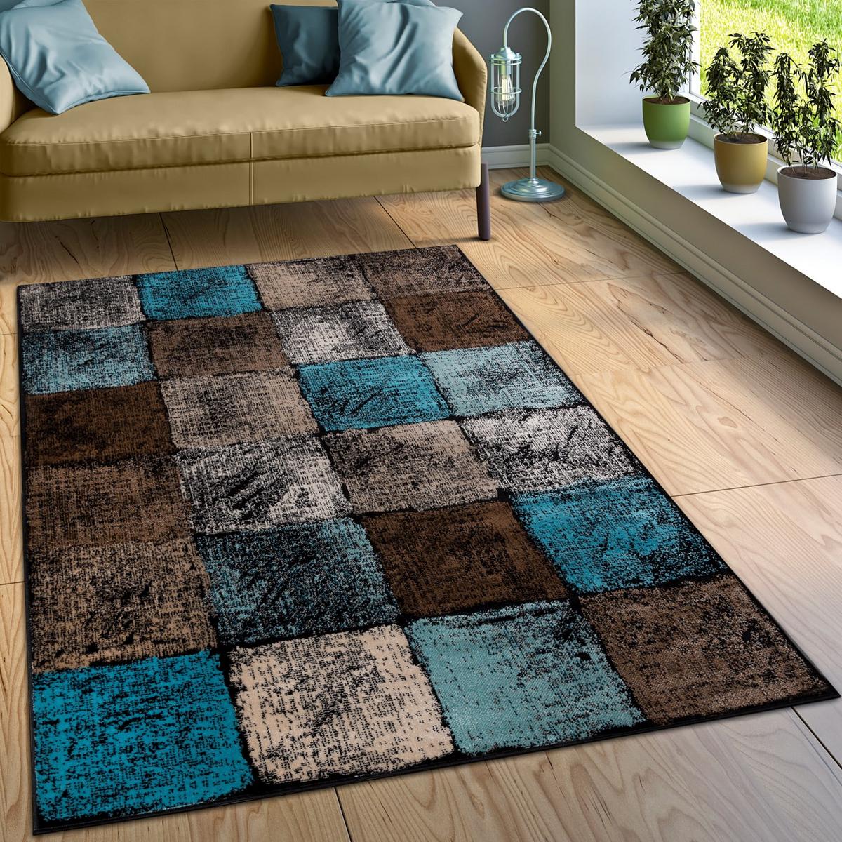 KURZFLORTEPPICH, kariert, Braun, 80 x 150 cm - Braun, Textil (150/80cm) - KADIMA DESIGN