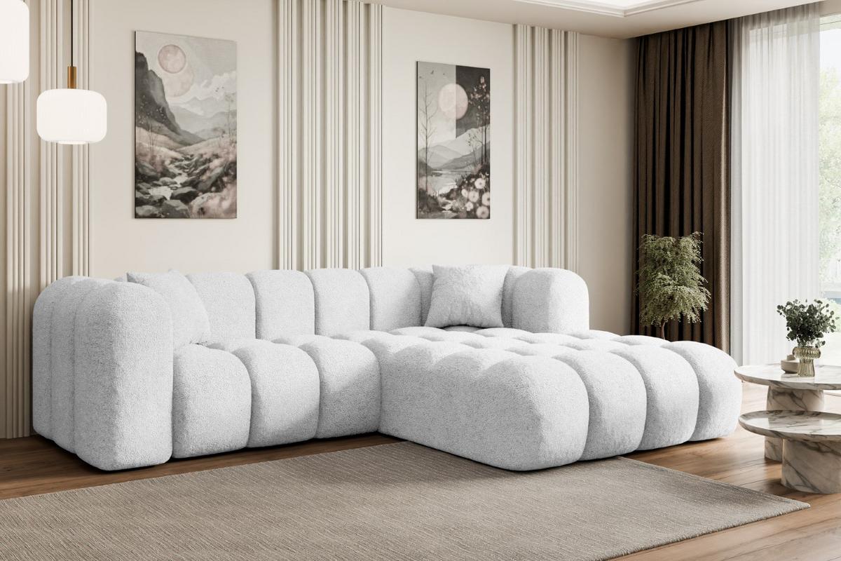 ECKSOFA Ottomane Rechts OLEA-L1 - 231x173x74 cm Weiß - Schwarz/Weiß, Holzwerkstoff/Kunststoff (231/173cm) - ALTDECOR