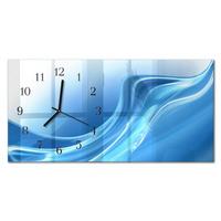 WANDUHR aus Glas 60x30 cm - Blaue Wellen - Blau, Glas (60/30/0.4cm) - TULUP