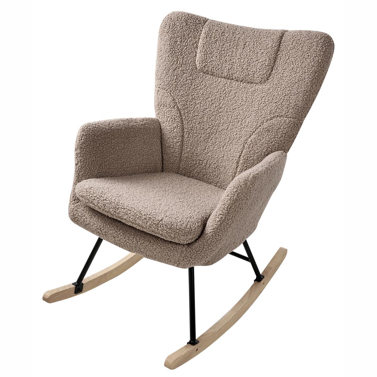 SCHAUKELSESSEL Bouclé Taupe Sandve - Hellbraun/Beige, Textil (72/98/87cm) - Beliani