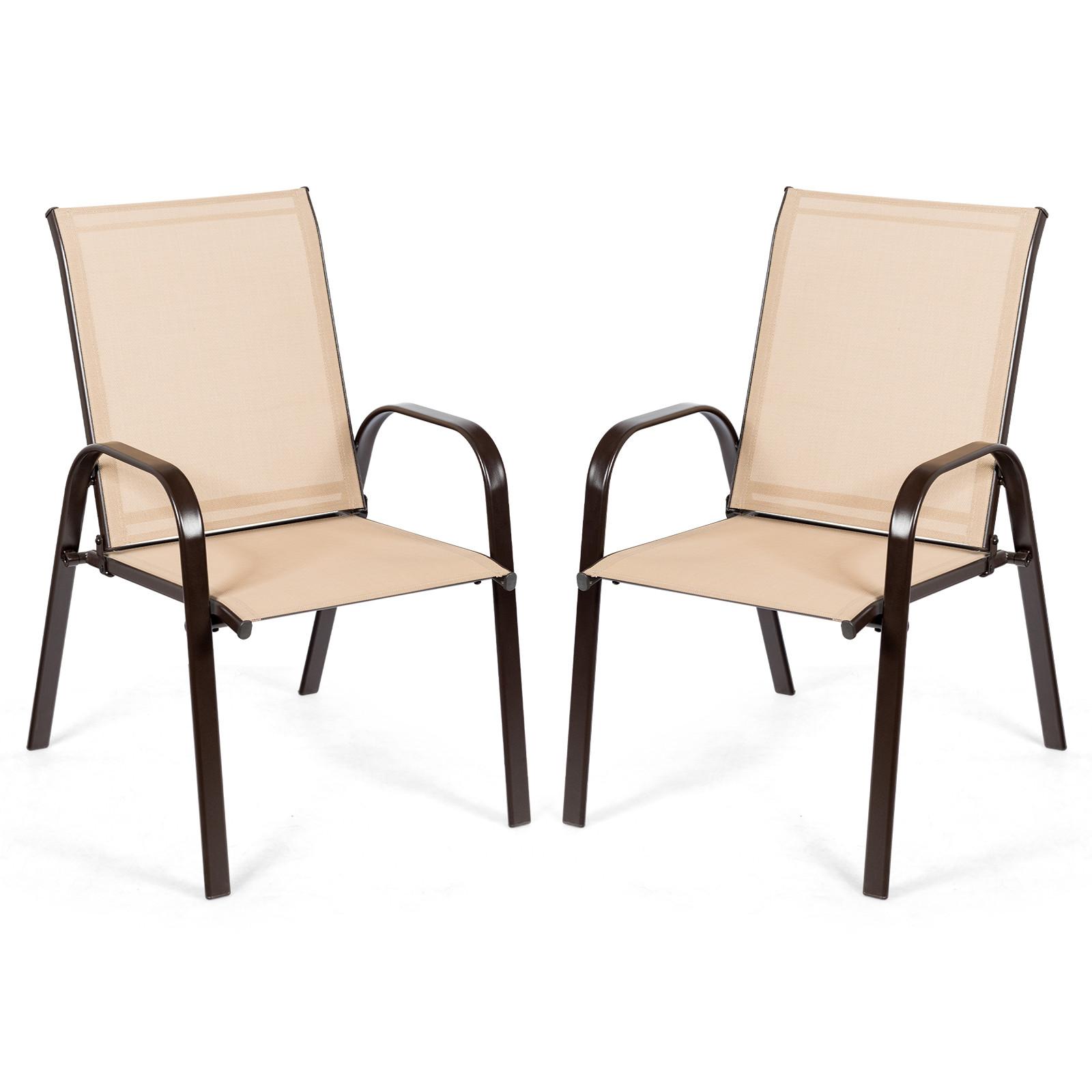 KLAPPSTUHL Erdfarbe(2er-Set) - Dunkelgelb, Metall (72/90/56cm) - COSTWAY