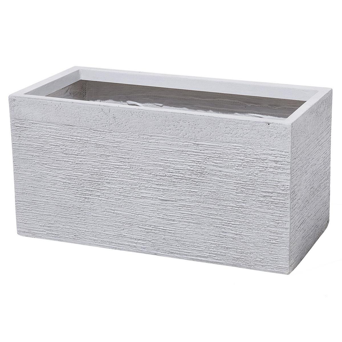 BLUMENTOPF weiß rechteckig 60/29/30 cm Myra - Weiß, Naturmaterialien (30cm) - Beliani