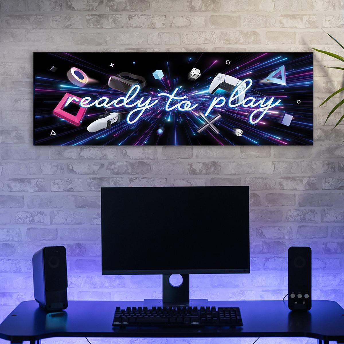 WANDBILD spielkonsole für gamers - Multicolor, Textil (90/30cm) - Feeby