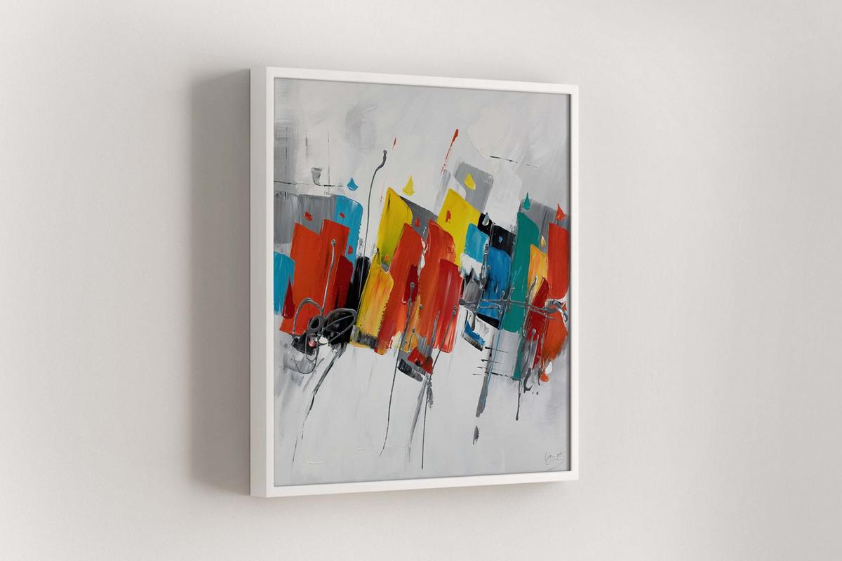 ÖLGEMÄLDE 80/80 cm - Multicolor/Weiß, Holz/Textil (80/80cm) - KUNSTLOFT