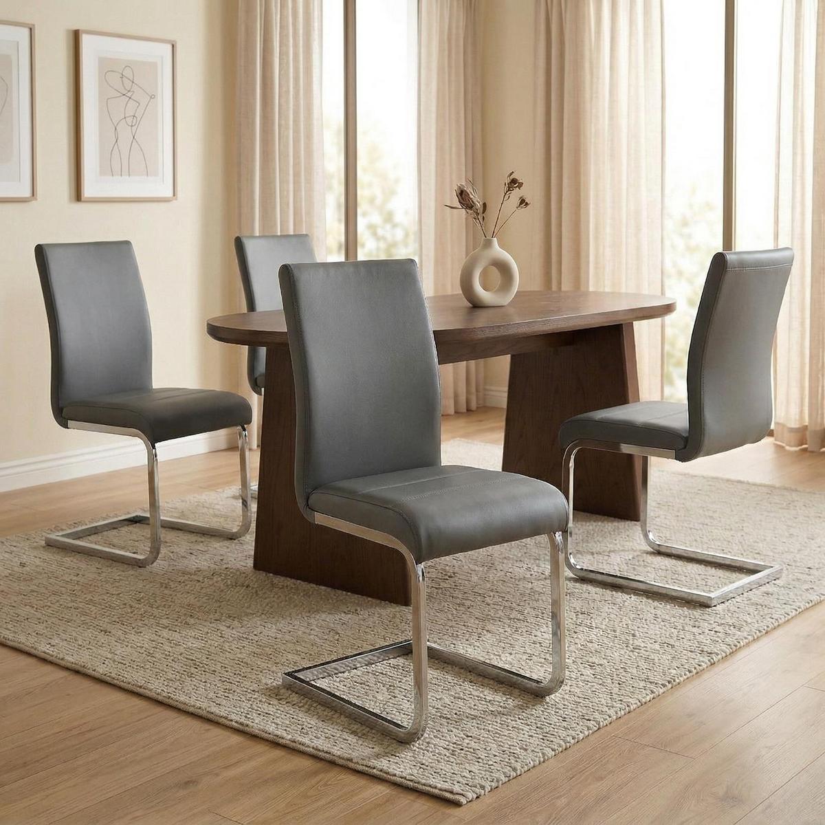SCHWINGSTUHL LETICIA 4er-Set grau - Grau, Textil/Metall (42/96/57cm) - IDIMEX