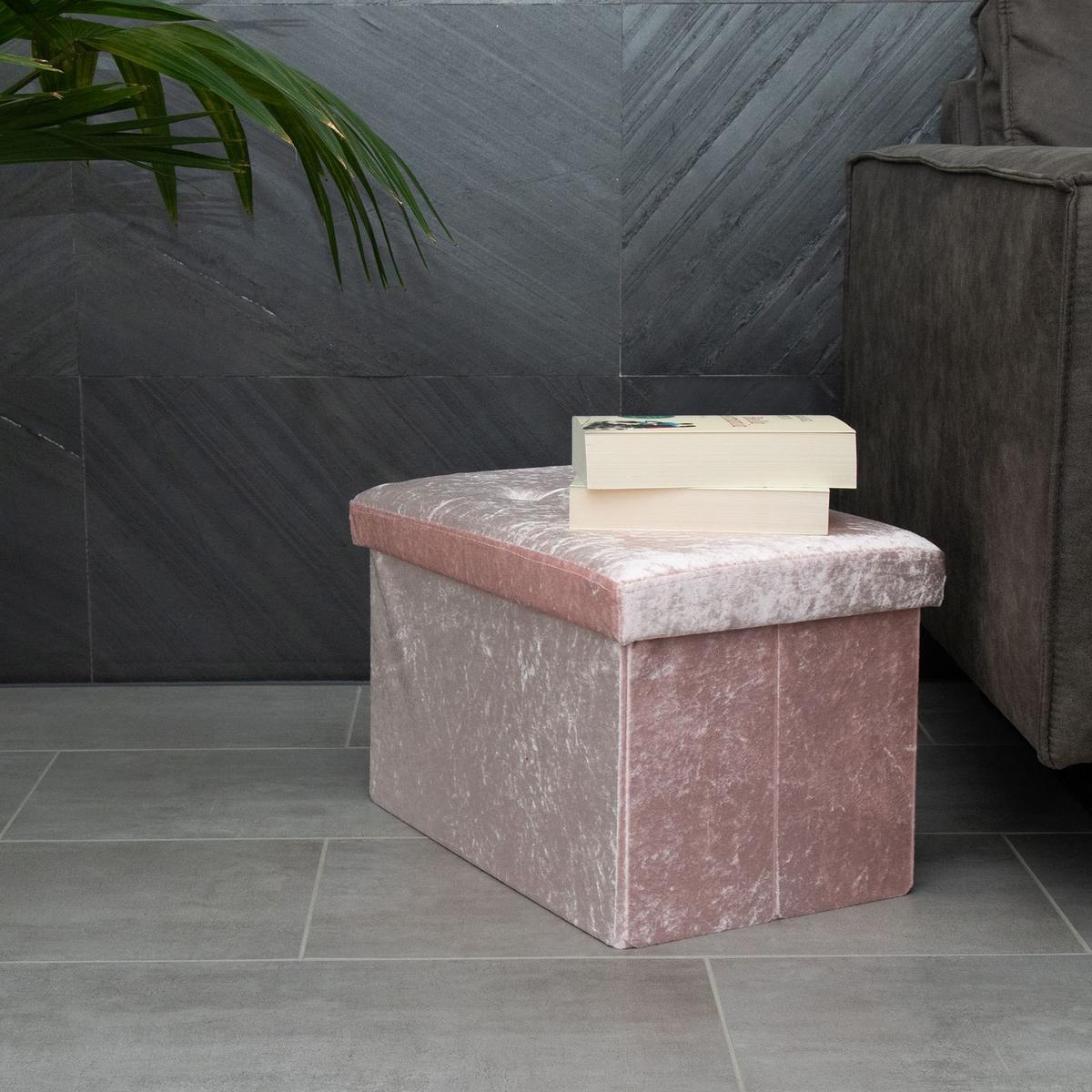 SITZBANK Faltbar mit Samtbezug 49/30/30 cm (Rosa) - Rosa, Karton (30/30/49cm) - Intirilife