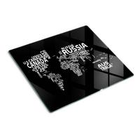 GLASPLATTE 60x52 cm Weltkarte - Schwarz, Glas (60/0.4/52cm) - TULUP