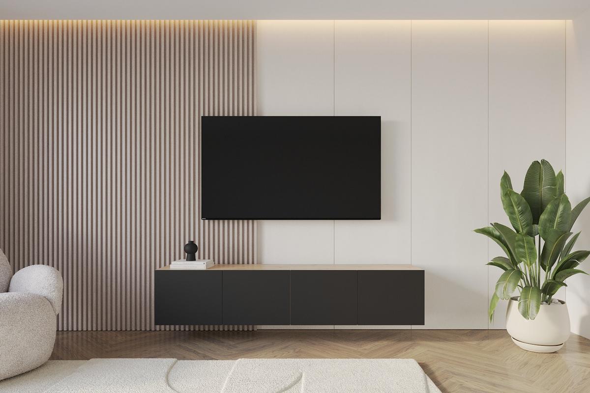 LOWBOARD ELIO-W 2x100x40x40 cm - Artisan / Schwarz - Eiche Artisan, Holzwerkstoff (200/40/40cm) - ALTDECOR