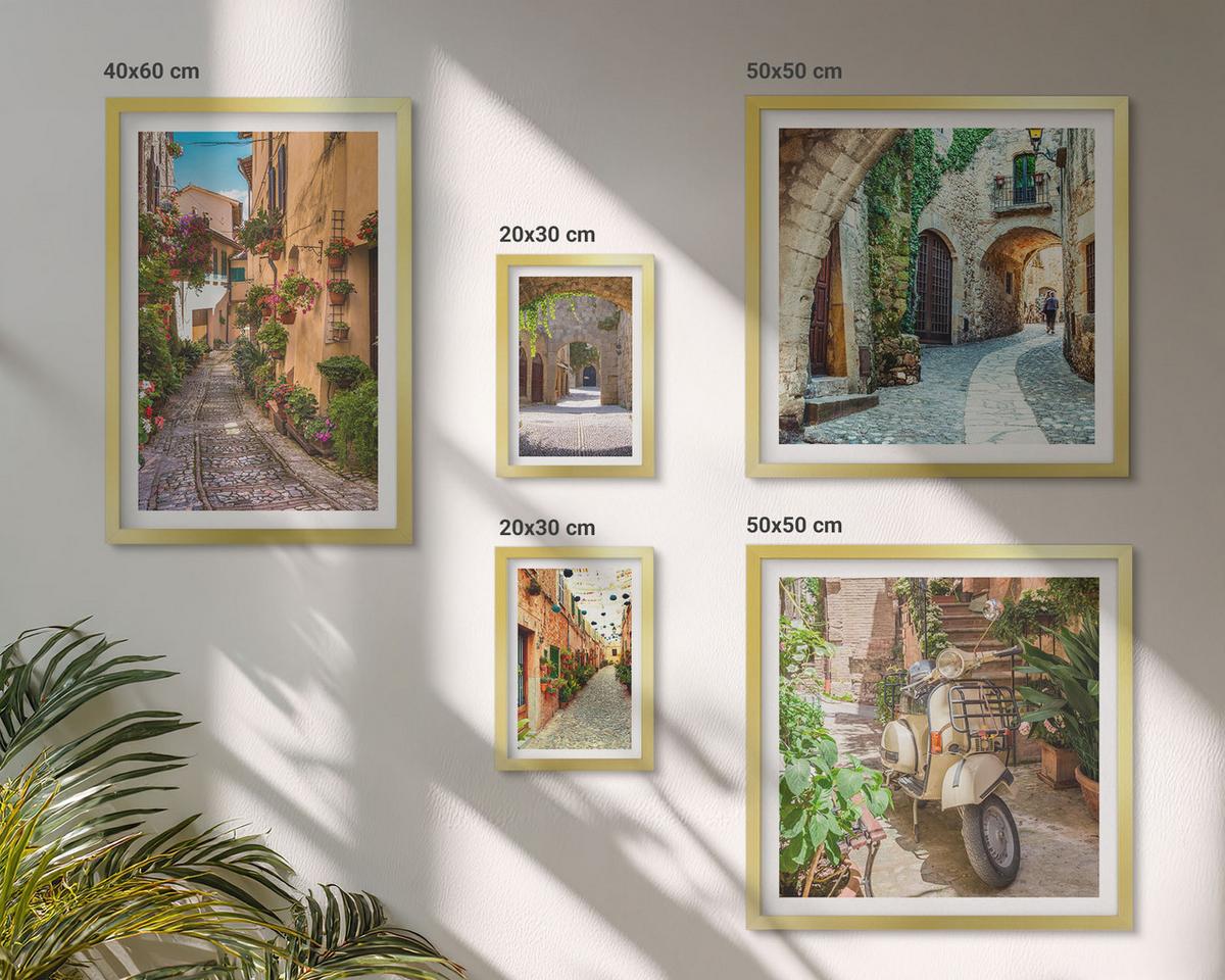 BILDER SET 5er Set - 50x50 cm & 20x30 cm & 40x60 cm Goldrahmen - Porträts von Frauen mit Lippen - Goldfarben, Kunststoff (40/60cm) - TULUP