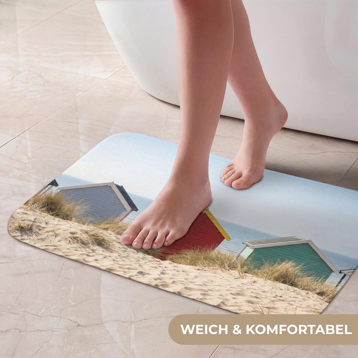 BADEMATTE Strand - Ferienhäuser - Farbenfroh - Dünen 60x40 cm - Multicolor, Textil (60/40cm) - OnlyWow