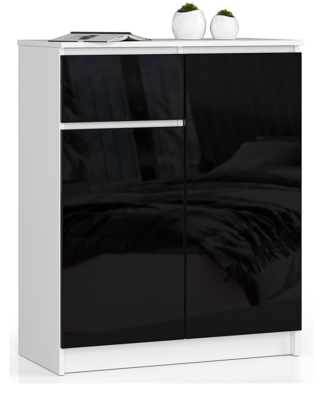 KOMMODE Weiß, Schwarz Glanz 99/80/40 - Weiß, Holzwerkstoff (80/99/40cm) - RAUMHIRSCH FURNITURE