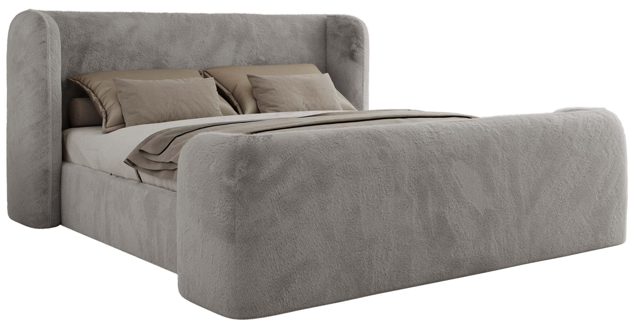 POLSTERBETT EMORA CLASSIC DUO 160/200 - Hellgrau Plüsch - ohne Matratze - Hellgrau, Textil (160/200cm) - MKS