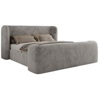 POLSTERBETT EMORA CLASSIC DUO 160/200 - Hellgrau Plüsch - Multipocket-Matratze - Hellgrau, Textil (160/200cm) - MKS