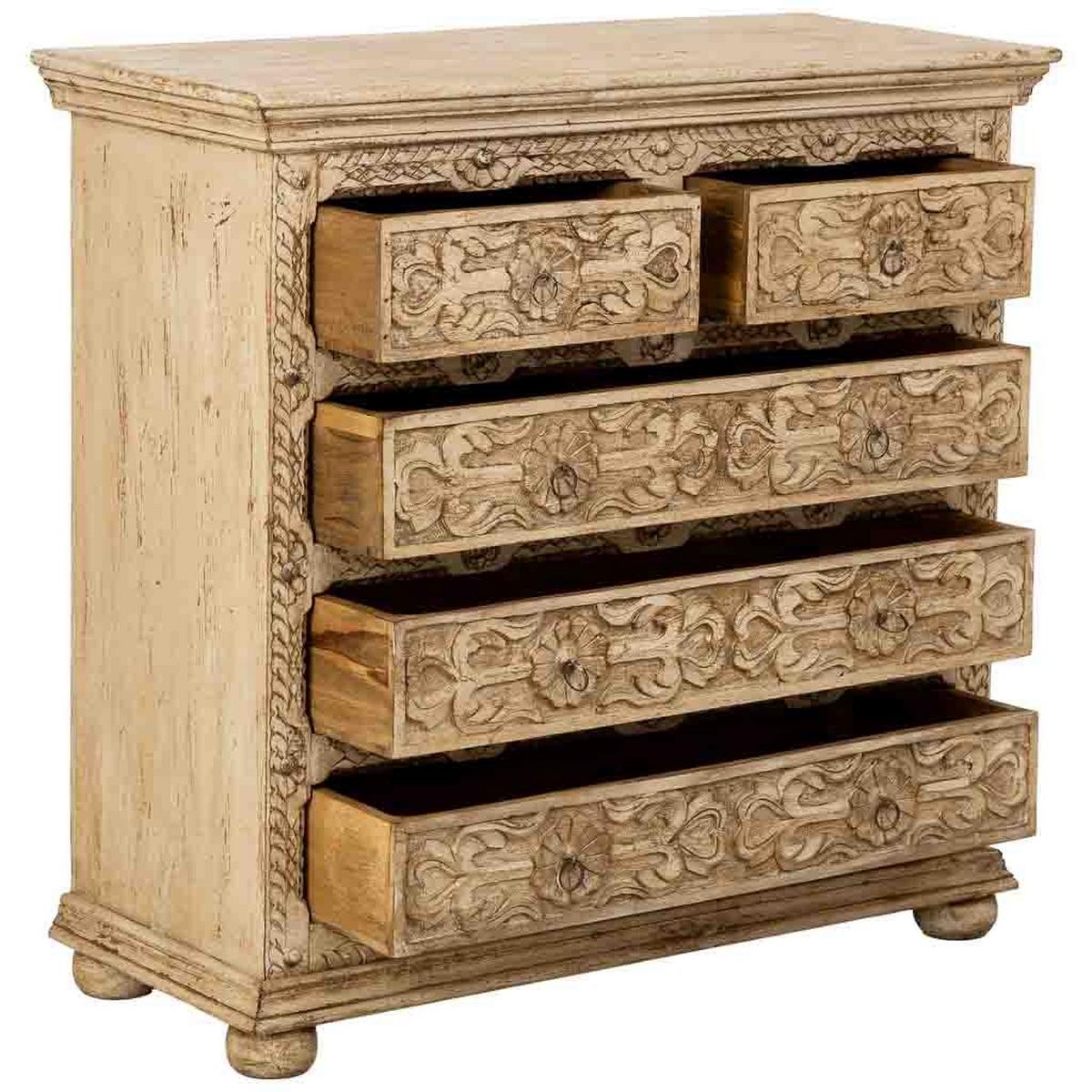 KOMMODE aus Holz, weiß, 100x43x95cm - Beige, Holz (100/95/43cm) - Wanderlust