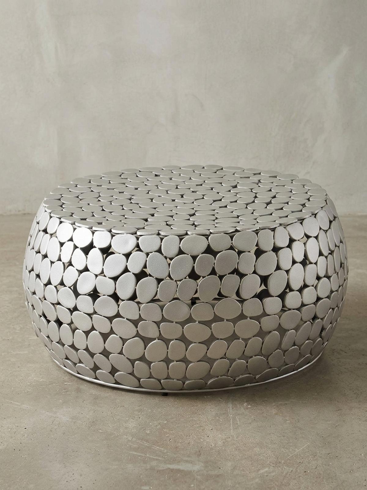 COUCHTISCH Aluminium Silber, Handgefertigtes Unikat, Stilvolles Design - Silberfarben, Metall (66/66/32cm) - KADIMA DESIGN