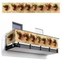 BALKON-SICHTSCHUTZ Blumentöpfe - Wand - Vintage Groß 500x85 cm - Terracotta, Kunststoff (500/85cm) - MuchoWow