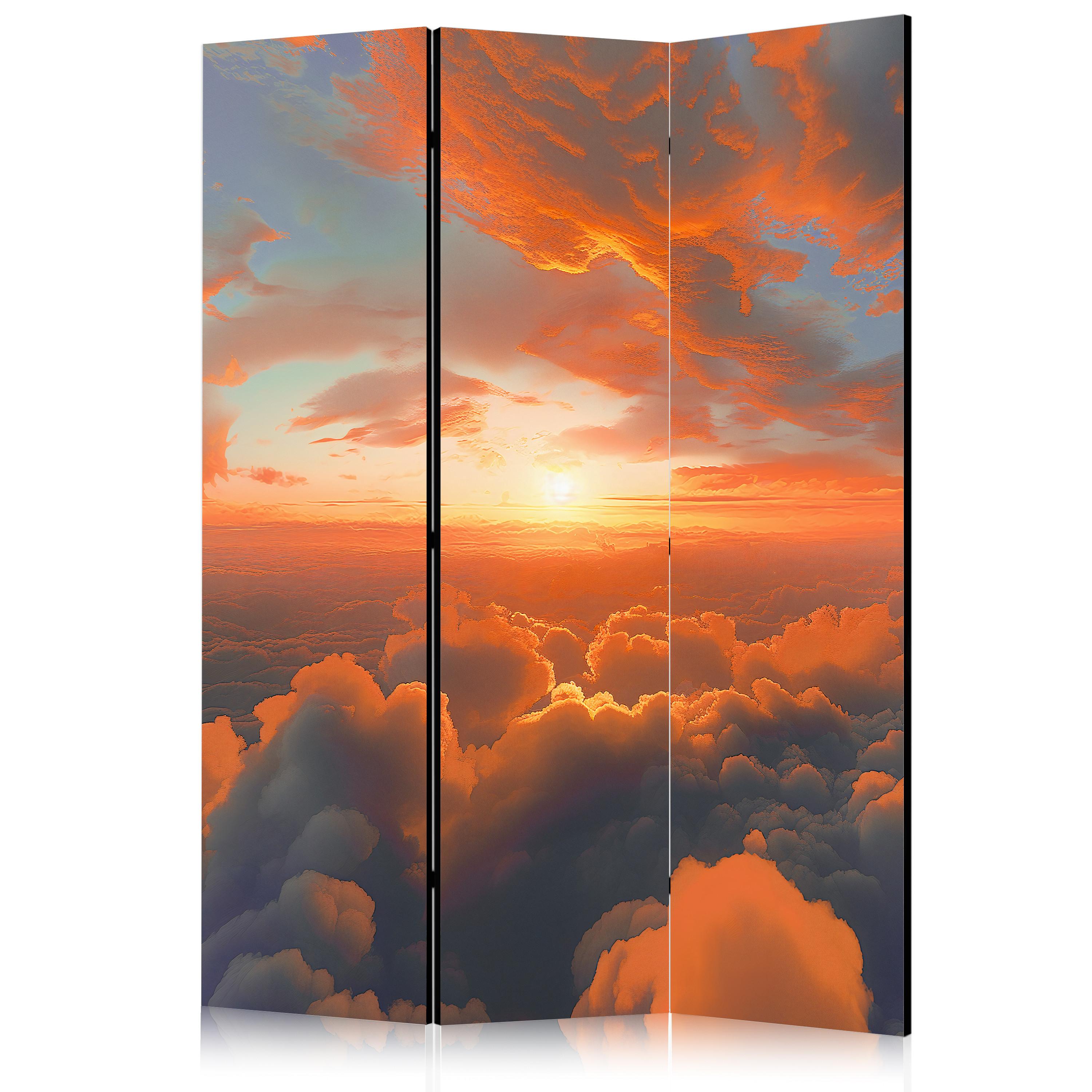 PARAVENT Einseitig Bedruckter 3-tlg 135x172 cm Sonnenuntergang und Wolken - Multicolor, Holz/Textil (135/172/3cm) - Muralo