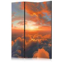PARAVENT Einseitig Bedruckter 3-tlg 135x172 cm Sonnenuntergang und Wolken - Multicolor, Holz/Textil (135/172/3cm) - Muralo