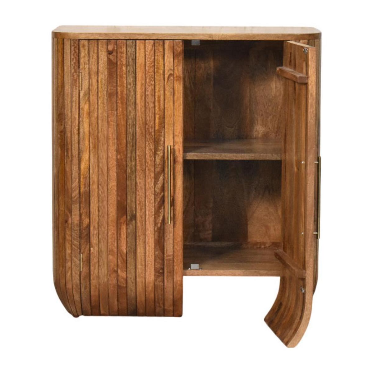 SCHRANK mit Golden-Teak-Finish, 2 Türen, 2 Innenablagen, geröstetes Braun - Braun, Holz (75/80/35cm) - Artisan Furniture