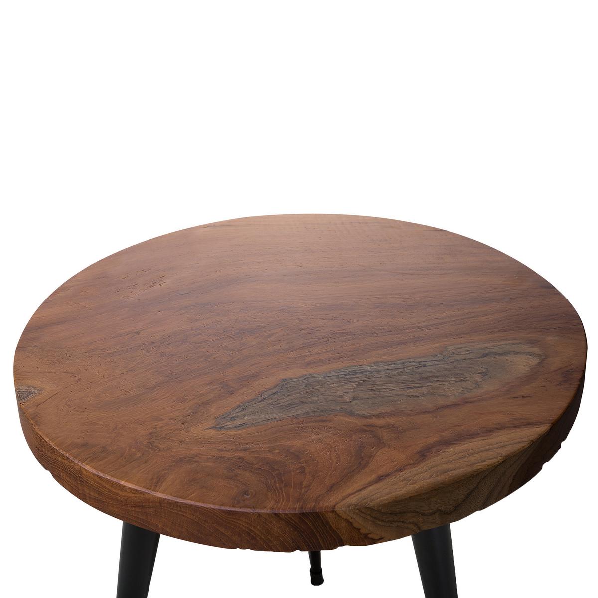 BEISTELLTISCH Teakholz dunkelbraun 45 cm Detah - Dunkelbraun/Schwarz, Holz (45/45/48cm) - Beliani