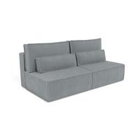 BETTSOFA LINO Grau Kordstoff mit Schlaffunktion - Grau, Textil (97/87/198cm) - MASSENO