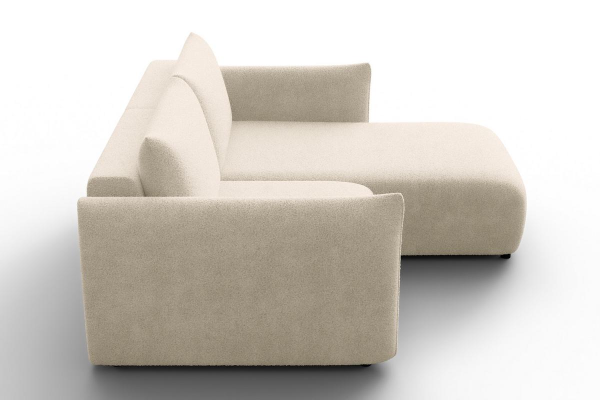 ECKSOFA TAUER 3-Sitzer RECHTS, Bouclé-Stoff ecru - Ecru/Schwarz, Holz/Textil (206/173cm) - Courtois Laville