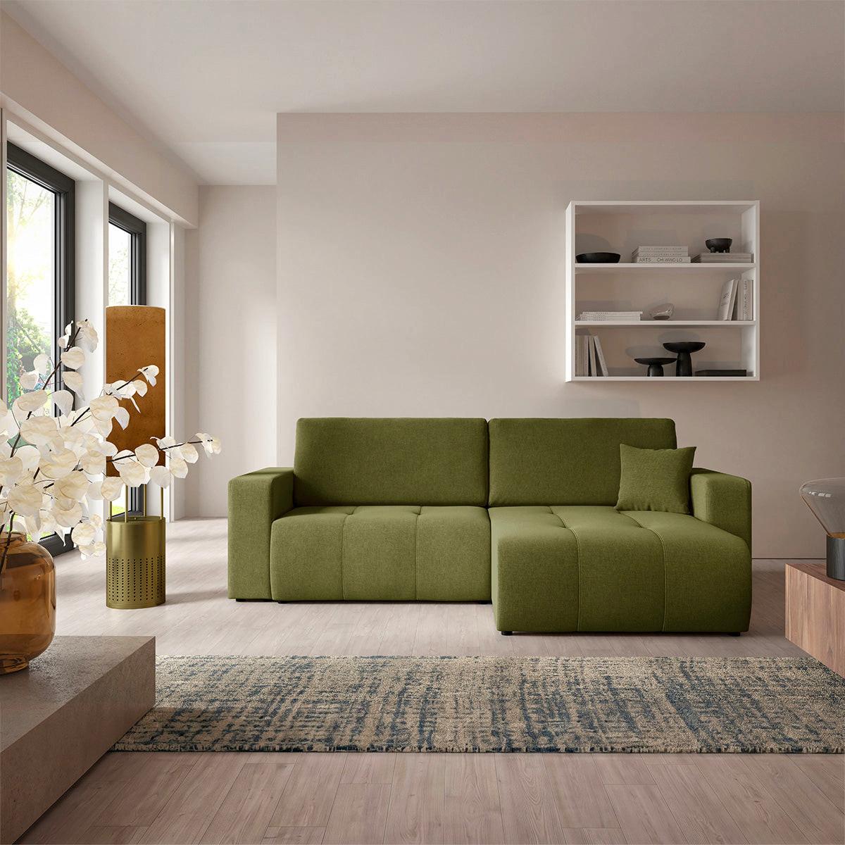 ECKSOFA Giulia 3 Sitzplätze Grün - Grün, Holz (244/149cm) - Petits-meubles