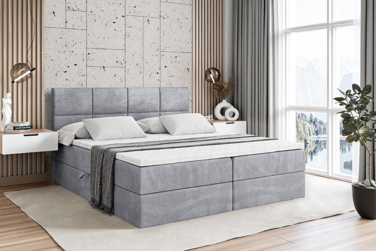 BOXBETT mit Matratze H3 und Lattenrost - ARDENI - 180x200 cm Hellgrau - Hellgrau, Holzwerkstoff (180/200cm) - ALTDECOR