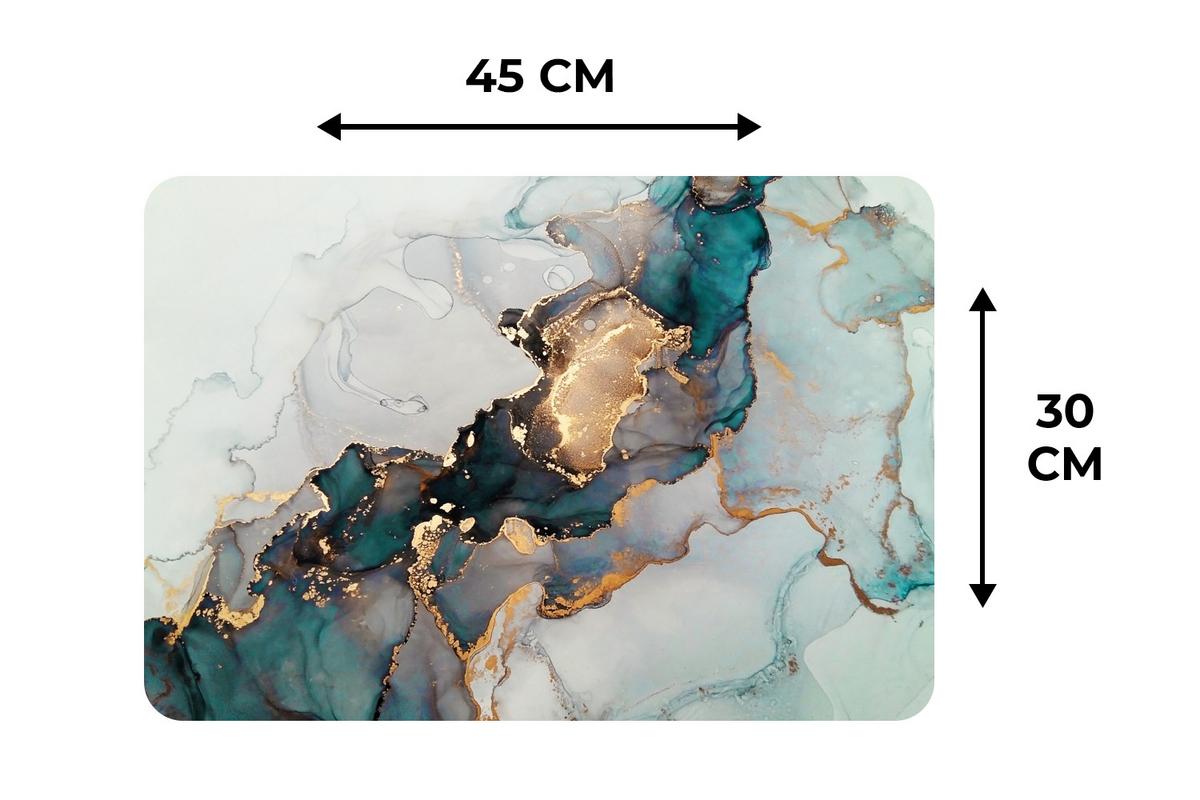 PLATZSETS 6er-Set Blau - Marmor - Gold Unterlage 45x30 cm - Petrol, Kunststoff (0.3/45/30cm) - MuchoWow