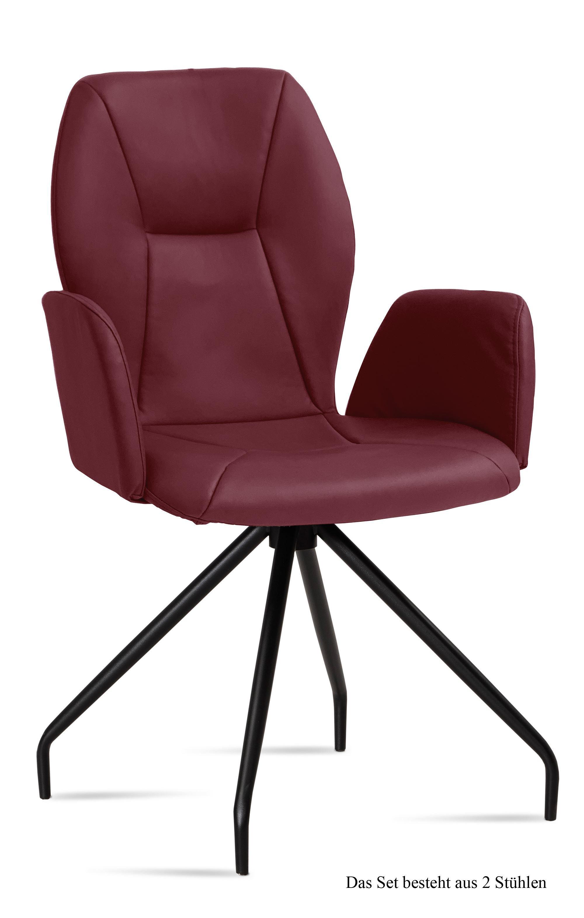 ARMLEHNSTUHL (2er-Set) Dionis 58x92x60 Schwarz/Marsala - Brombeere/Schwarz, Kunststoff (60/92/58cm) - 58aufmkessel