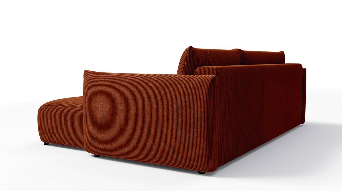 ECKSOFA TAUER 3-Sitzer links, orange - Schwarz/Orange, Holz/Textil (248/173cm) - Wozimo