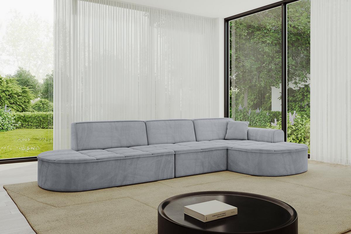ECKSOFA Ottomane Rechts TARO-L2 - 328x171x79,5 cm Hellgrau - Grau, Holzwerkstoff/Textil (328/171cm) - ALTDECOR