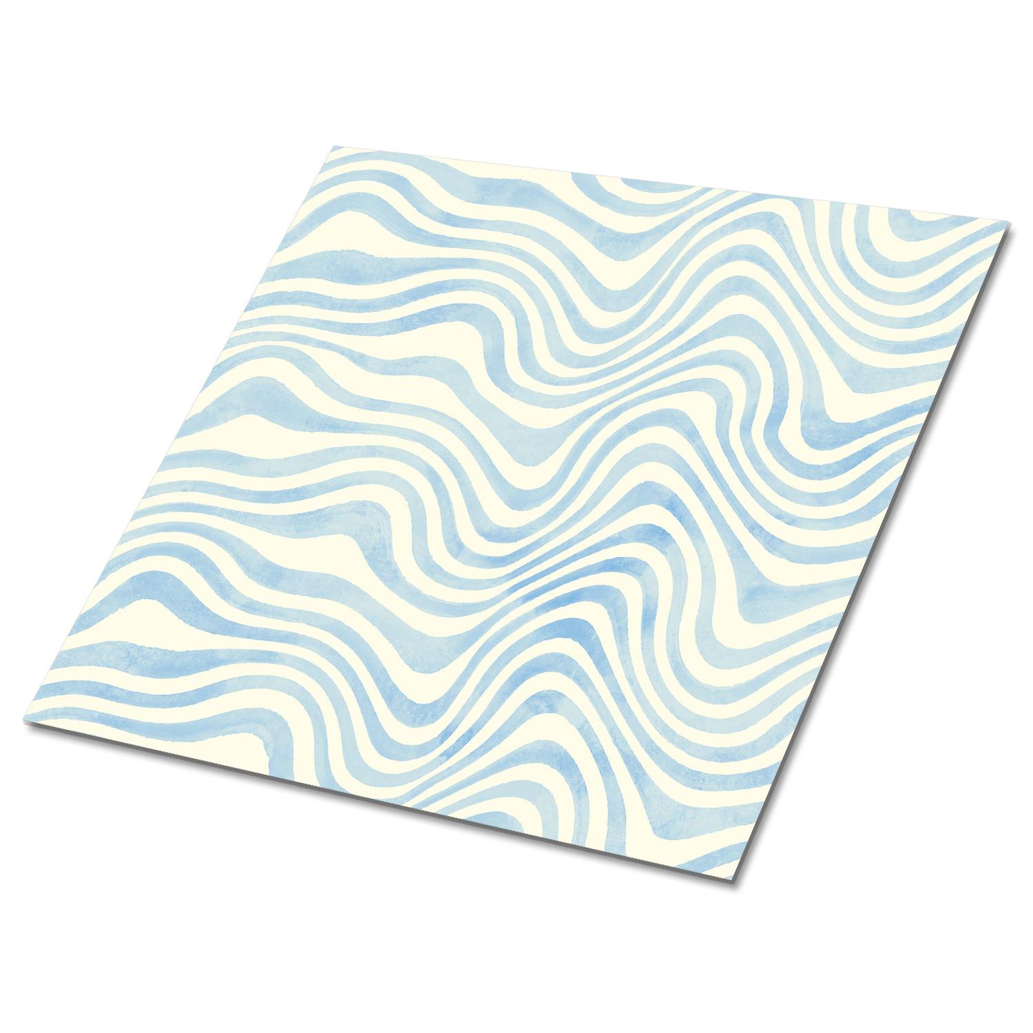 SELBSTKLEBENDE Wandfliesen 9 Stück 30x30 cm - Abstrakte Wellen - Blau, Textil (30/1.6/30cm) - TULUP