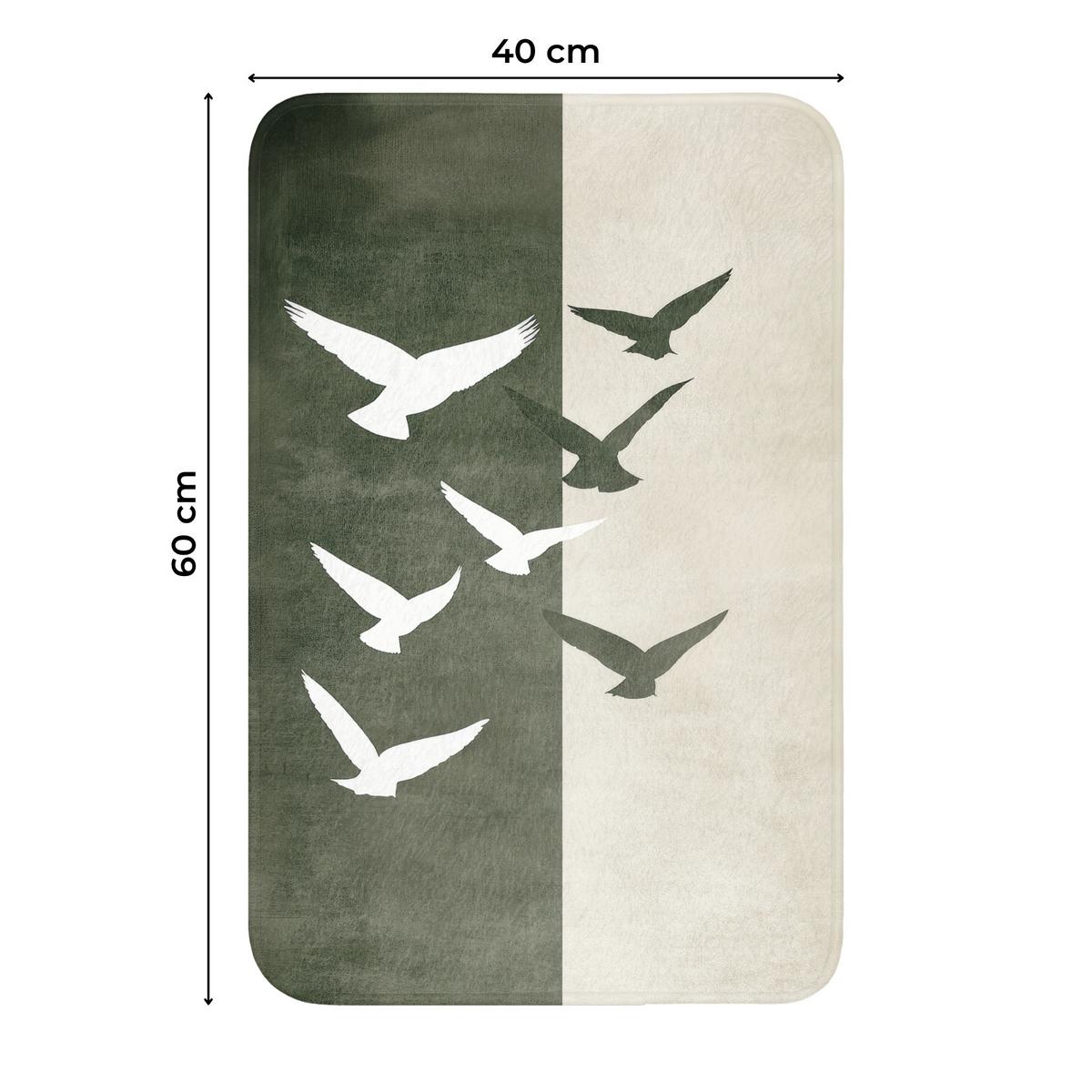 WC-VORLEGER Japandi - Vogel - Grün WC Teppich 40x60 cm - Olivgrün, Textil (40/1cm) - OnlyWow