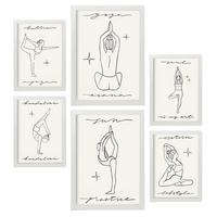 POSTER Set Mit 6 Yoga Musen 2 A3 & A4 Weißer Rahmen - Weiß, Papier (29/3/42cm) - Nacnic