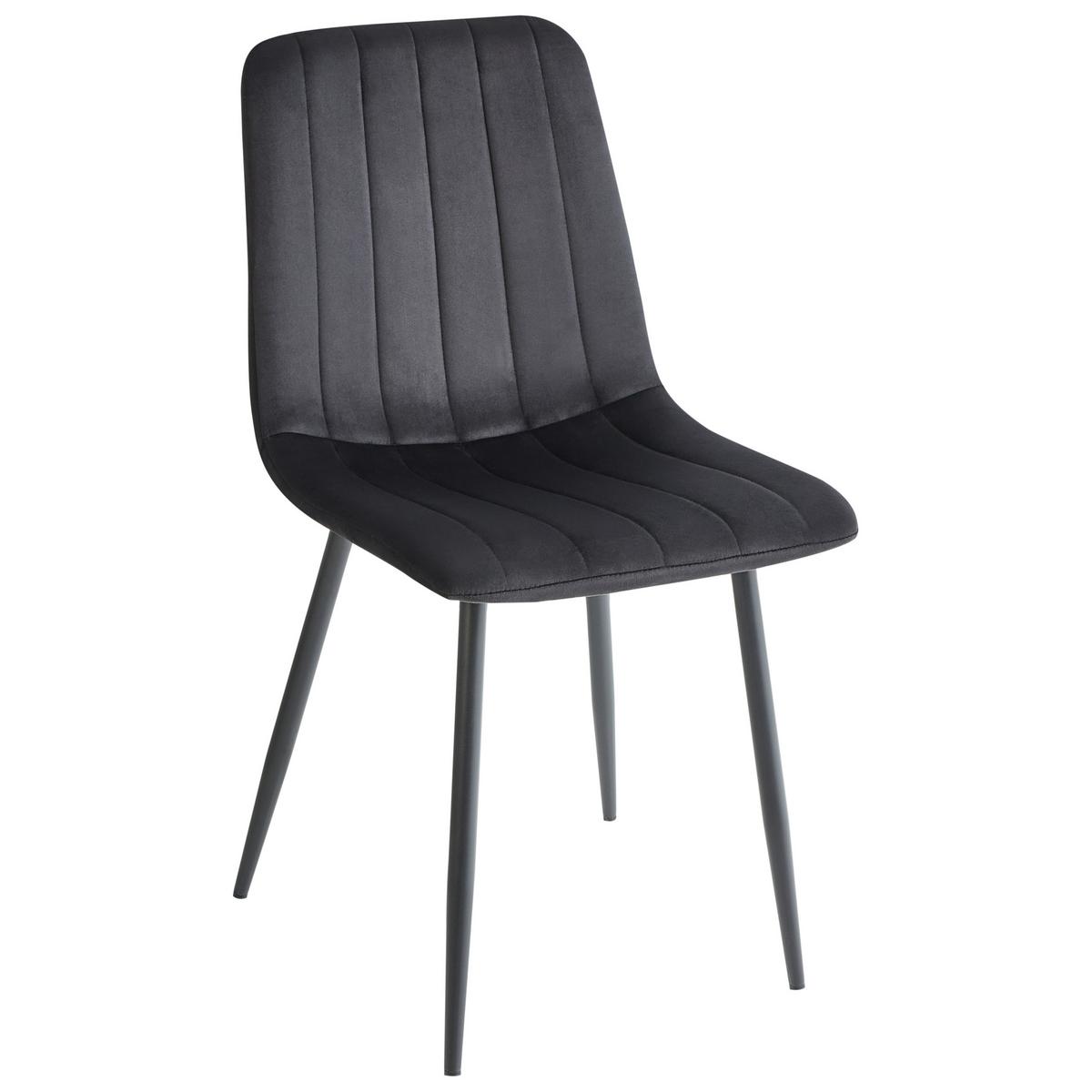 ESSZIMMERSTUHL 4er-Set Samtstoff Schwarz Kalispell - Schwarz, Textil (45/88/62cm) - Beliani