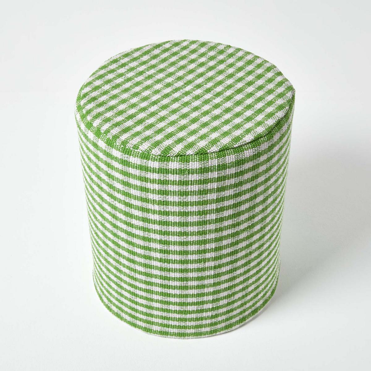 SITZPOUF Vichy-Karo grün, Hocker rund 40/40/42 cm - Grün, Textil (40/42/40cm) - Homescapes