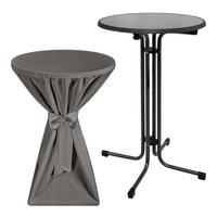 STEHTISCH Sylt Ø 70cm Grau mit Premium Stehtischhusse Ø 70cm Anthrazit - Anthrazit/Dunkelrot, Kunststoff/Textil (70/70/110cm) - Beautissu 