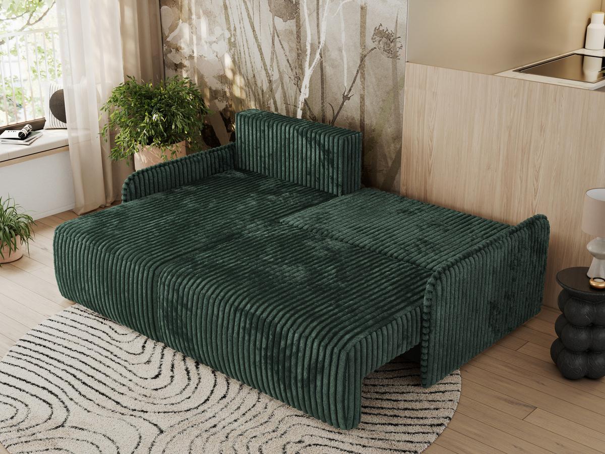 ECKSCHLAFSOFA ARPA L Grün Cord - links - Schwarz/Grün, Kunststoff/Textil (198/150cm) - MKS