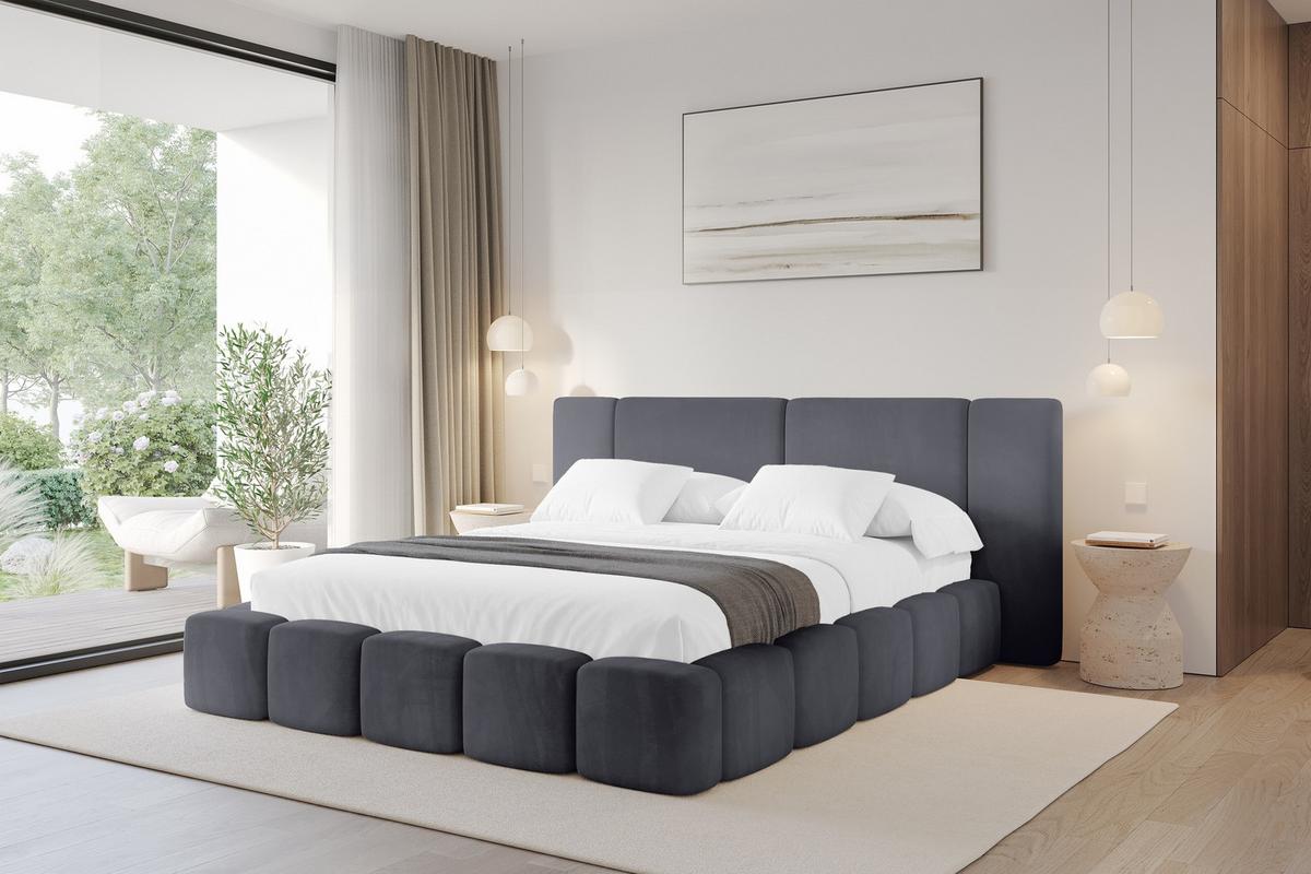 POLSTERBETT mit Bettkasten und Lattenrost, Bett mit Matratze H3/H4 - NILO 200x200 Dunkelgrau - Dunkelgrau, Holzwerkstoff/Textil (200/200cm) - ALTDECOR