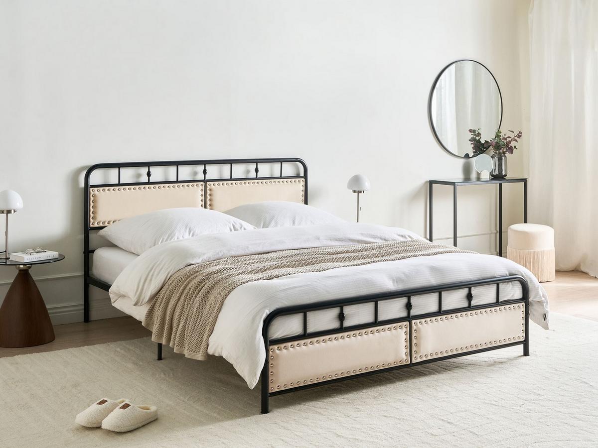 BETT mit Lattenrost 160/200 cm Eisen Schwarz Breuillet - Schwarz, Metall (160/200cm) - Beliani