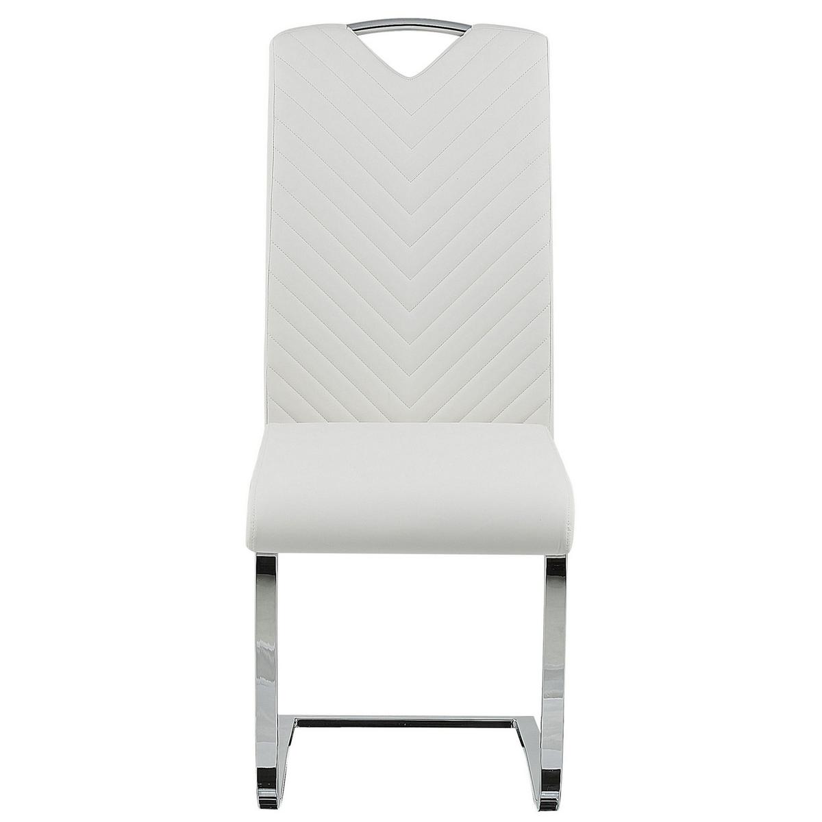 ESSZIMMERSTUHL 2er-Set Kunstleder Weiß Picknes - Weiß, Textil/Metall (43/105/55cm) - Beliani