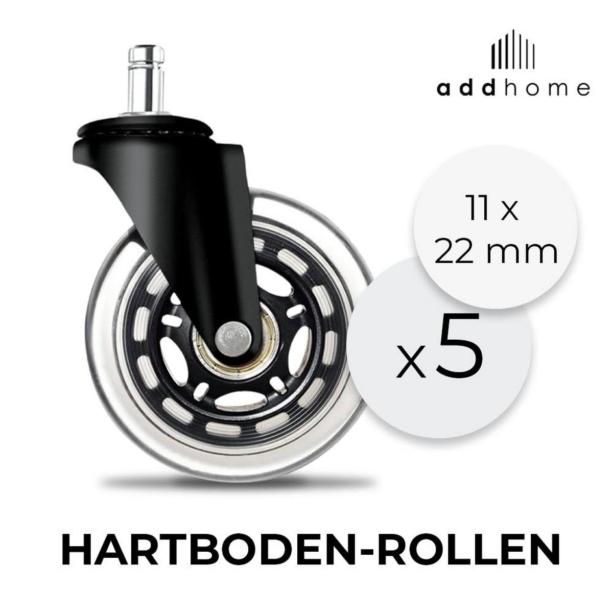 HARTBODEN-ROLLEN11X22 mm 5 Stück - Schwarz, Kunststoff/Metall (35/100/73cm) - addhome