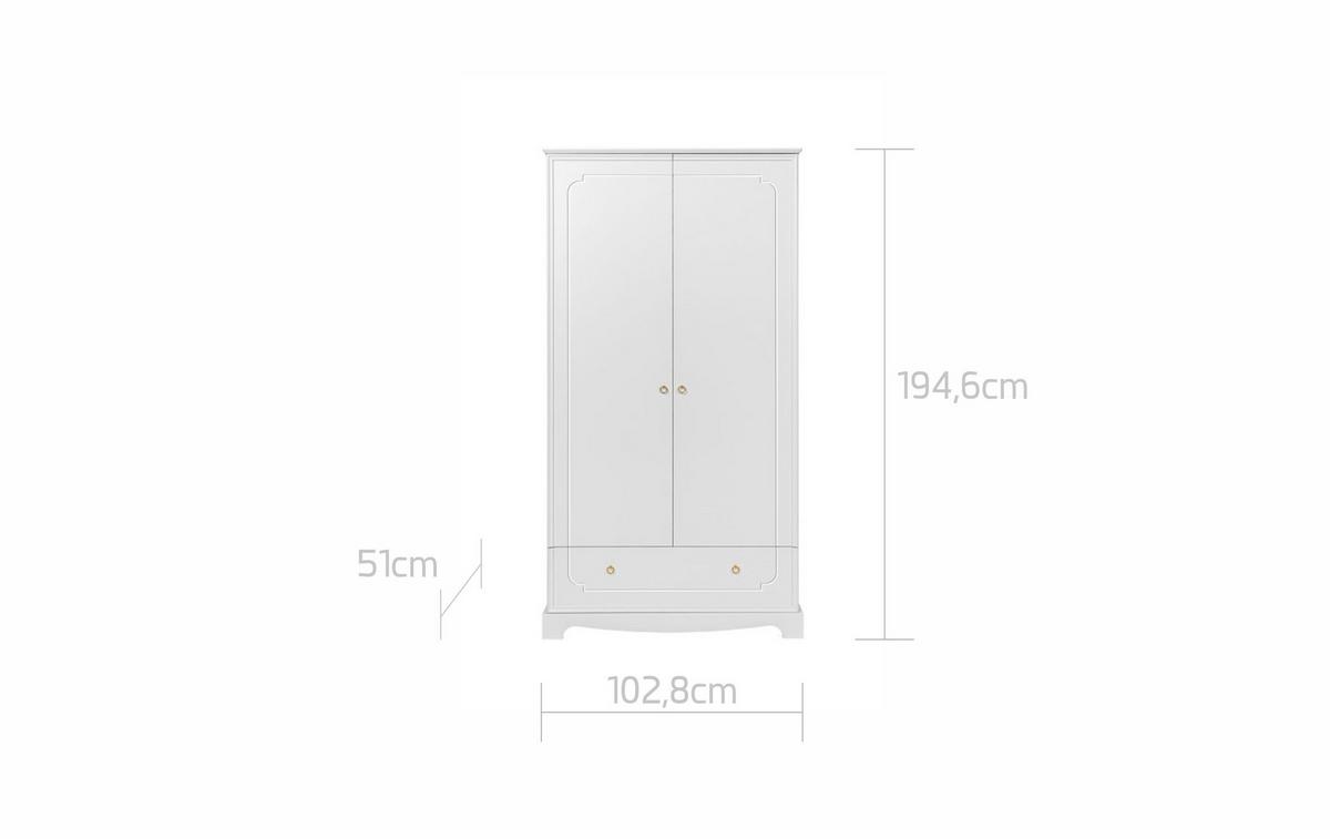 KINDERKLEIDERSCHRANK Royal, 2-türig – ideal für das Kinderzimmer Weiß - Weiß, Holzwerkstoff (103/195/51cm) - RAUMHIRSCH FURNITURE