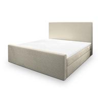 BOXBETT ALORIA 200x200 cm mit Matratze und Topper, H2+H3 - Creme - Creme, Holz (200/200cm) - MASSENO